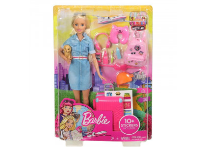 Barbie z pieskiem w podróży Barbie FWV25 