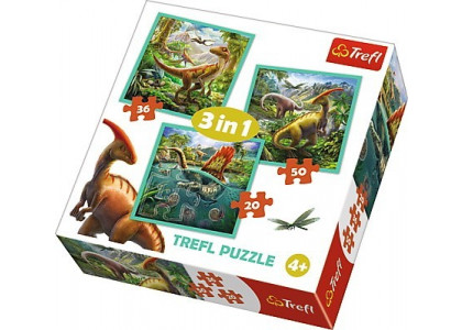 Niezwykły świat dinozaurów 3w1 Puzzle Trefl 34837 