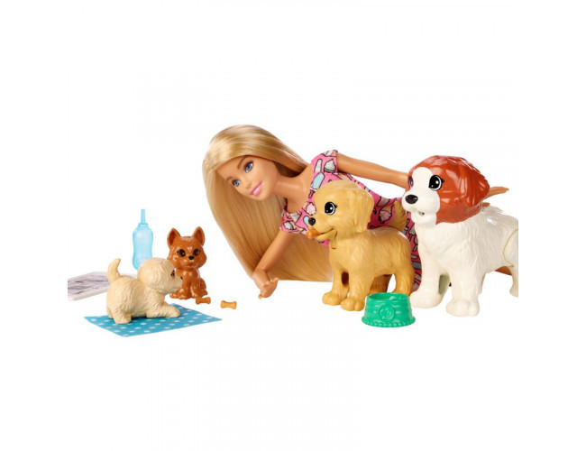 Lalka i zwierzątka - Opiekunka piesków Barbie FXH08 