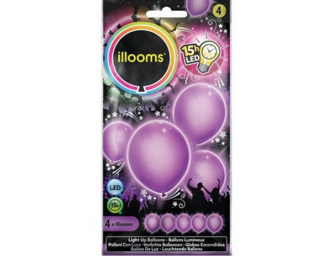Balony Led Fioletowe 4-pakiLLooms80004